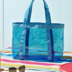 Dolce & Gabbana Light Blue Woven‎ Summer Tote Pool Beach Bag SEE THRU